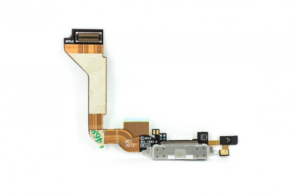 Шлейф iPhone 4 на системный разъем + микрофон белый