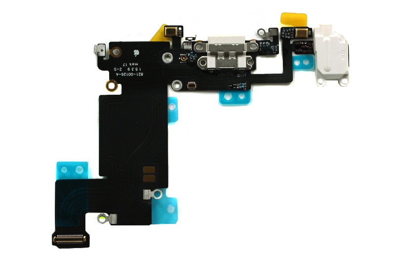 Шлейф iPhone 6S Plus на системный разъем + разъем гарнитуры + микрофон белый