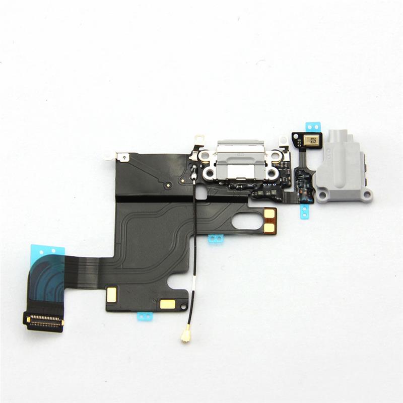 Шлейф iPhone 6S на системный разъем + разъем гарнитуры + микрофон серый
