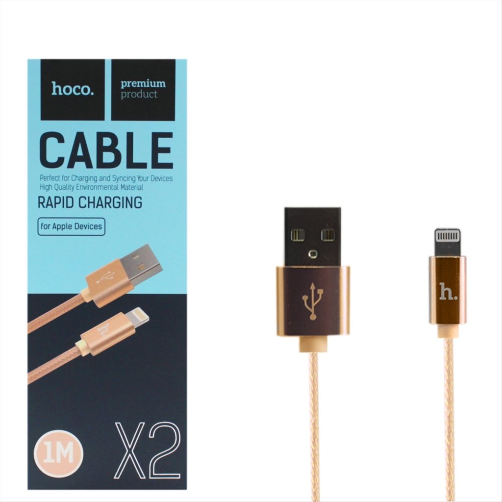 Кабель для iPhone 5/6 Hoco X2 1m золото