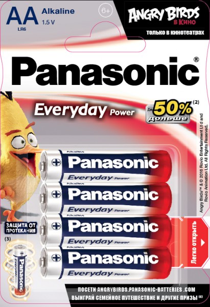 Элемент питания Panasonic LR6-4BP Everyday (1шт)