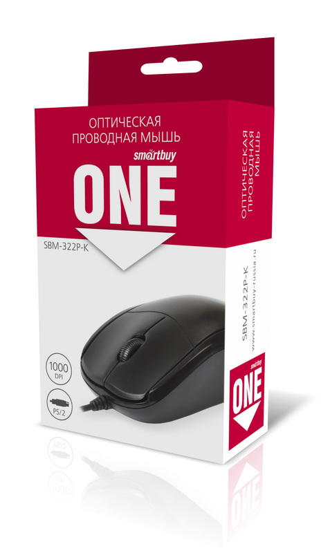 Оптическая мышь SmartBuy One 322, PS/2, черная