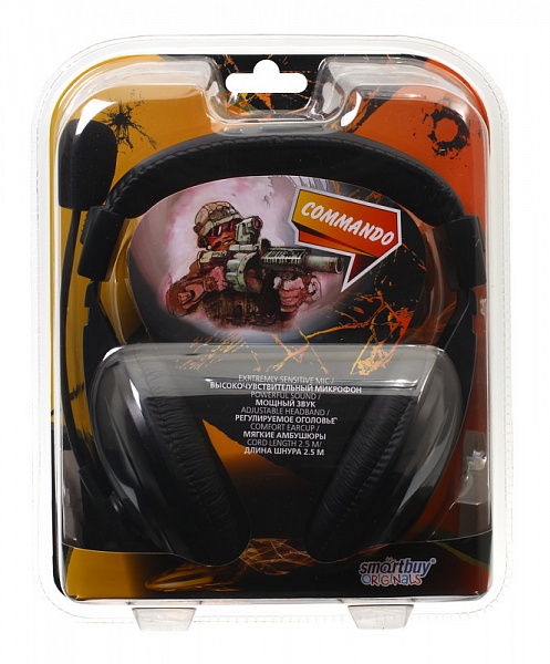 Наушники SmartBuy Commando, 2.5m (SBH-7000)