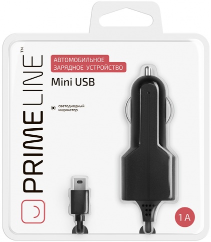 Автомобильное ЗУ Prime Line Mini USB, 1A, с кабелем