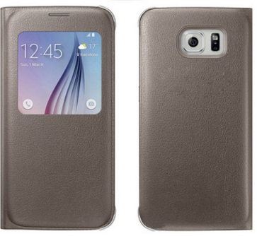 Чехол-книжка для Samsung Galaxy S6 PU с окном золотой