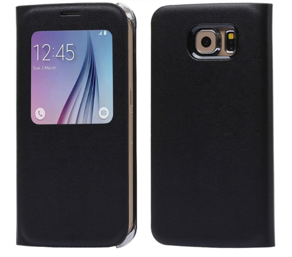 Чехол-книжка для Samsung Galaxy S6 PU с окном черный