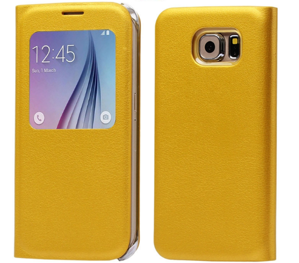 Чехол-книжка для Samsung Galaxy S6 PU с окном желтый