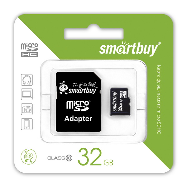 Карта памяти Smart Buy 32GB (Class 10) + адаптер