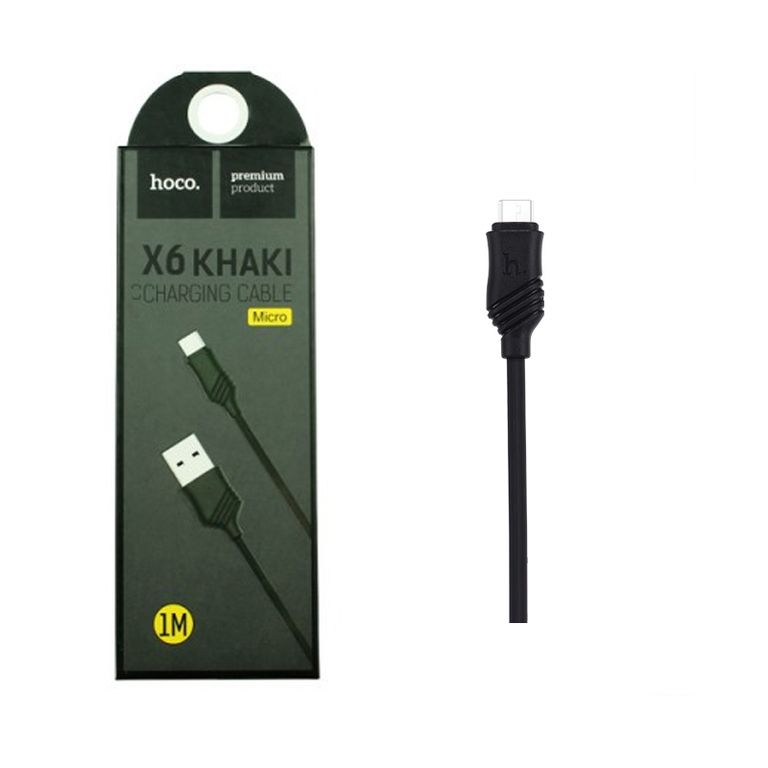 Дата-кабель Hoco X6 Khaki MicroUSB черный