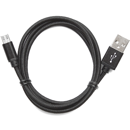 USB-кабель SmartBuy MicroUSB черный в тканевой оплетке