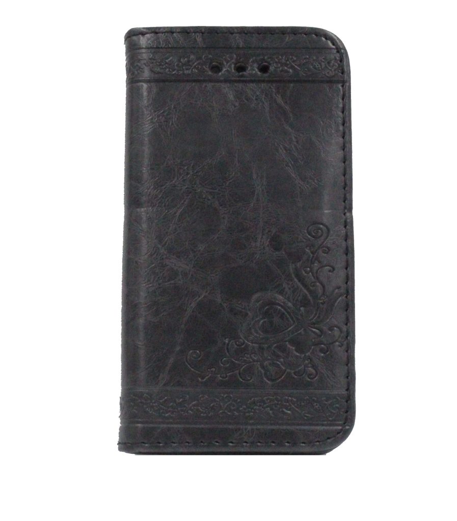 Чехол-книжка для iPhone 4/4S Узоры с Сердцем черный