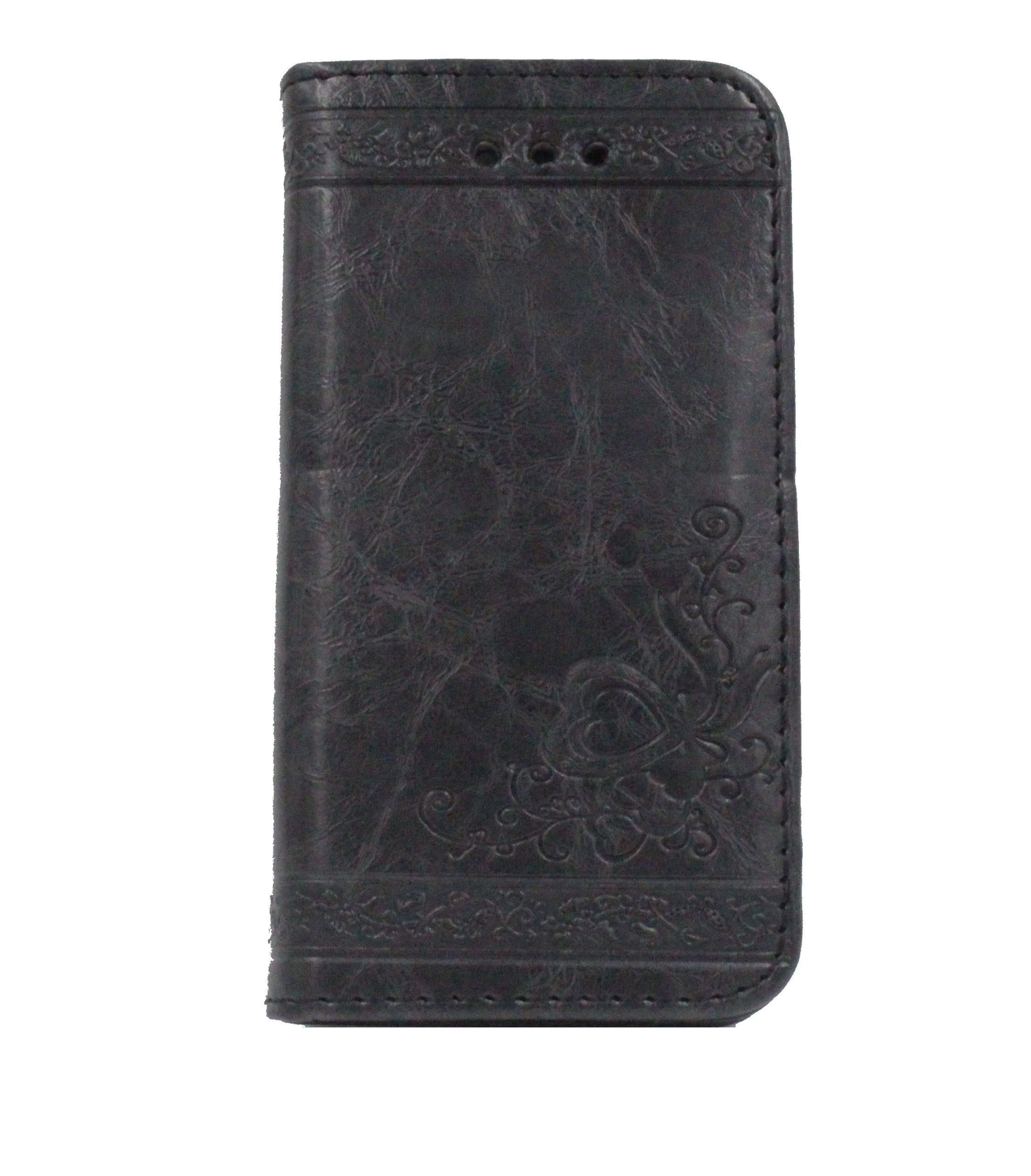 Чехол-книжка для iPhone 4/4S Узоры с Сердцем черный