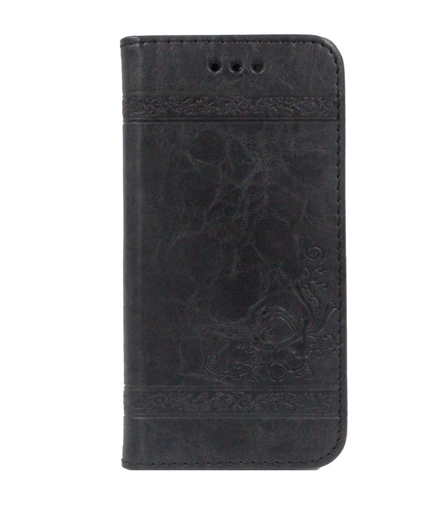 Чехол-книжка для iPhone 5/5S Узоры с Сердцем черный