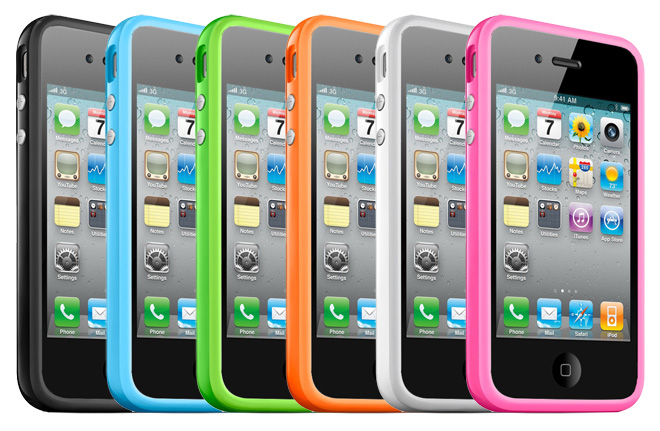 Чехол-накладка для iPhone 4/4S С Цветным Бампером