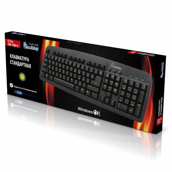 Клавиатура SmartBuy EZ Key PS/2, черная (SBK-108PS-K)