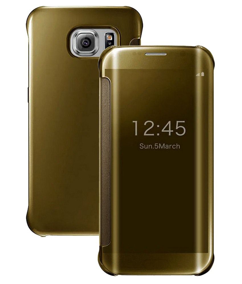 Чехол-книжка для Samsung Galaxy S6 Clear View Cover золотой