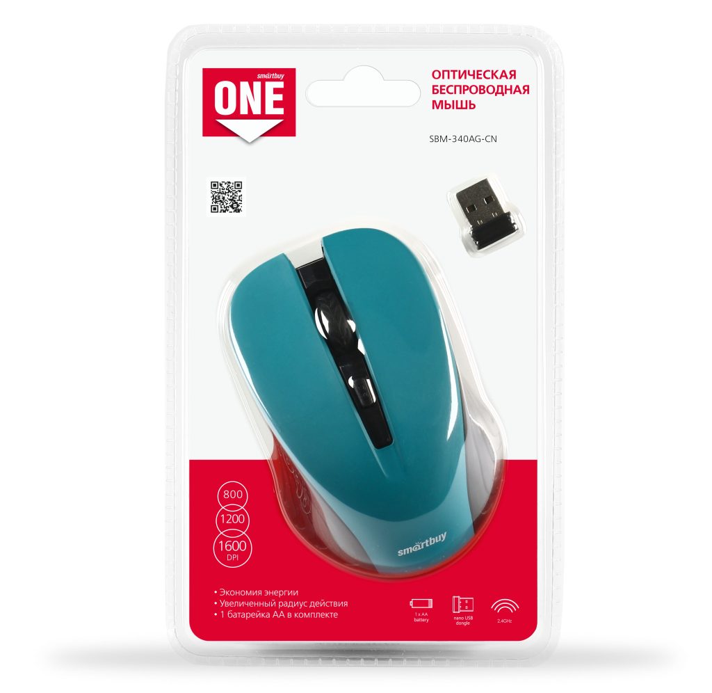 Беспроводная мышь SmartBuy SBM-340AG-CN, черно-зеленая