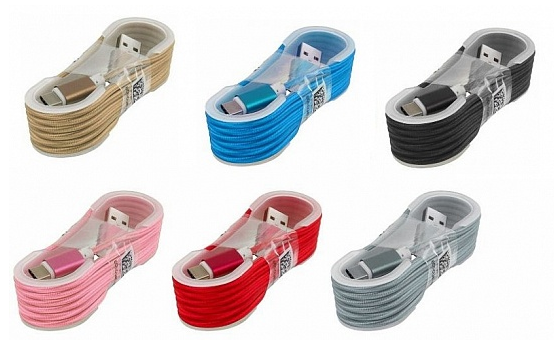 Кабель iPhone (8pin) в тканевой оплетке, 1,5m