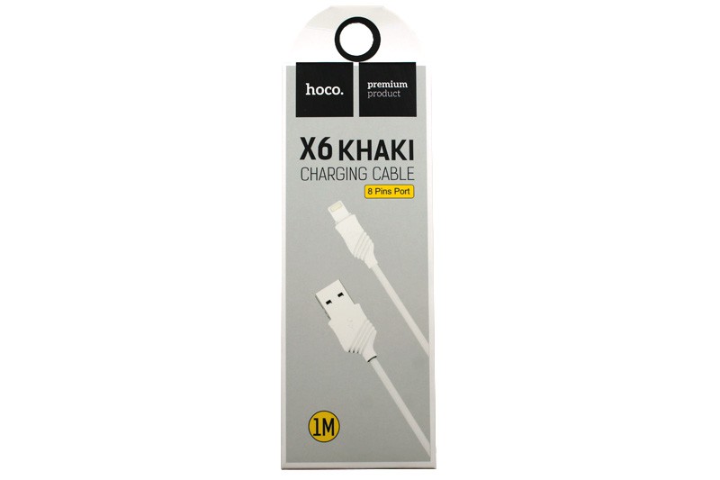 Дата-кабель Hoco X6 Khaki iPhone 5/6/7/8/X белый