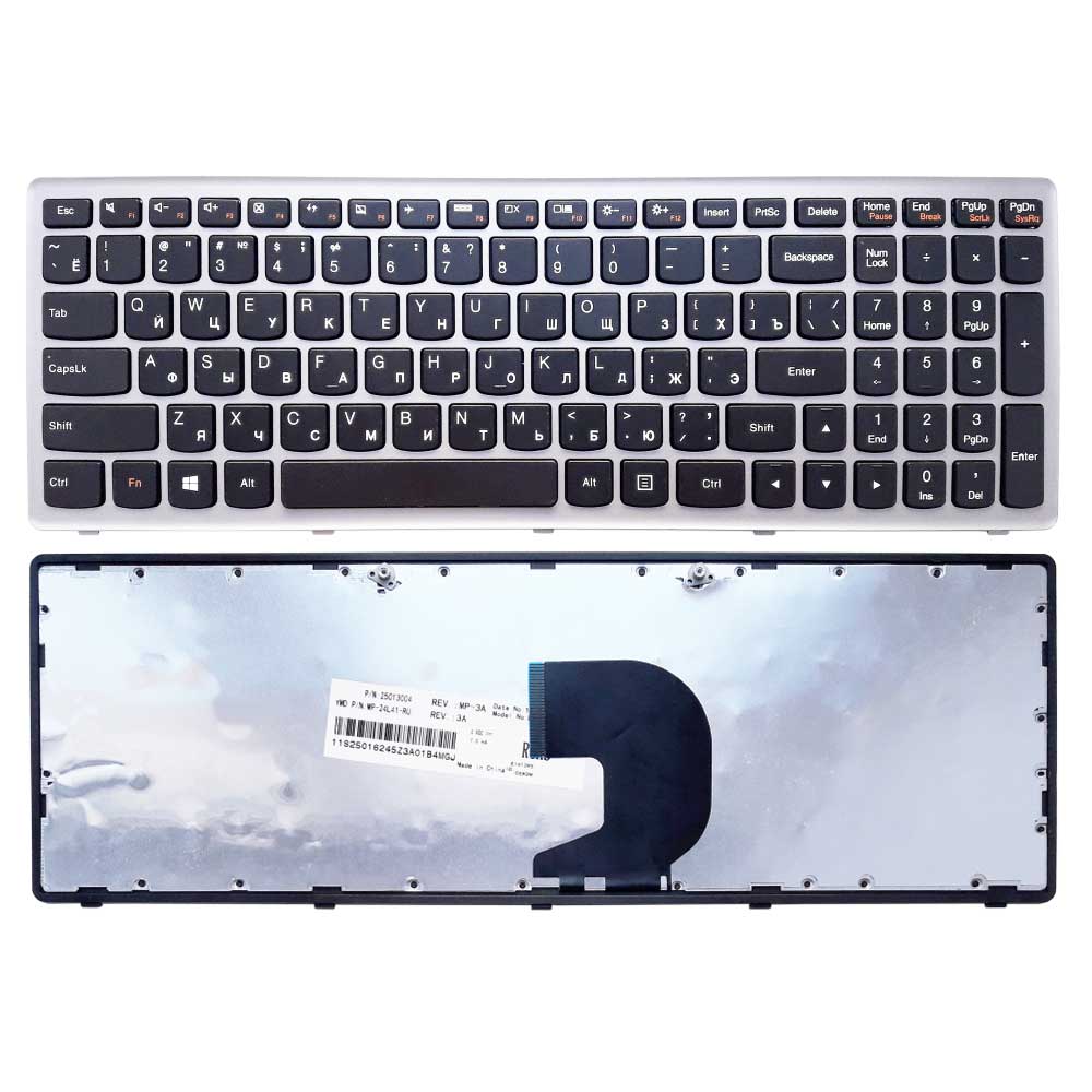 Клавиатура для ноутбука Lenovo IdeaPad P500 черная (с рамкой)