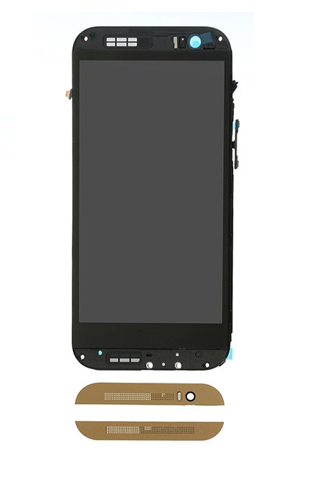 Модуль-дисплей HTC One M8 Dual/One 2 Dual SIM золотой с рамкой orig
