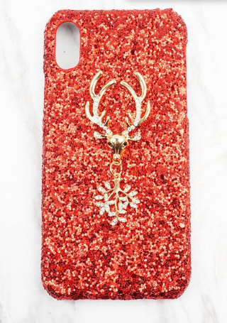 Чехол для iPhone X "Красный глиттер"