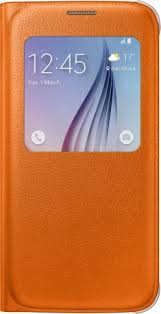 Чехол-книжка для Samsung Galaxy S6 PU с окном оранжевый
