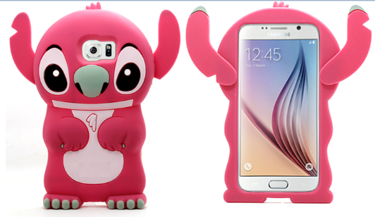Чехол для Samsung Galaxy S6 3D Стич розовый
