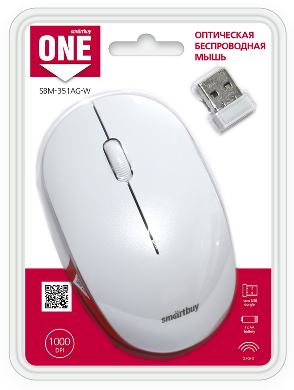 Беспроводная мышь SmartBuy SBM-351AG-W, белая