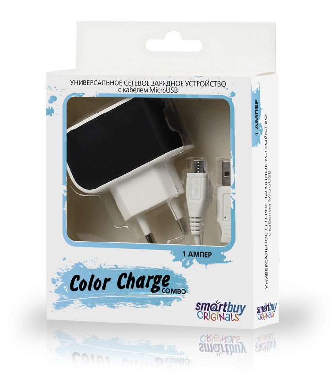 Универсальное СЗУ SmartBuy с кабелем MicroUSB Color Charge