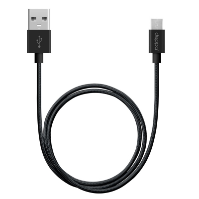 Кабель Deppa microUSB - USB черный, 1.2м