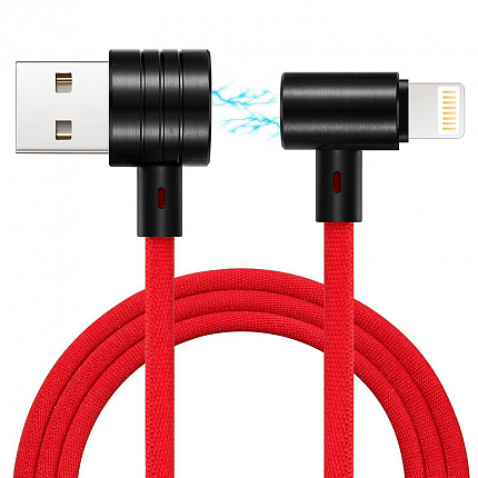 Дата-кабель Baseus Magnet Apple 8pin  черно-красный
