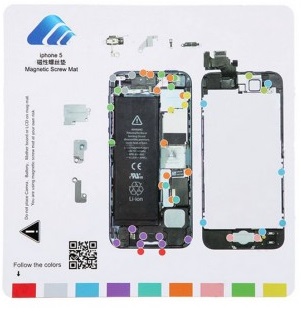 Магнитный коврик для ремонта iPhone 5 (со схемой разбора)