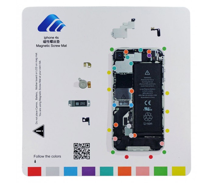 Магнитный коврик для ремонта iPhone 4s (со схемой разбора)