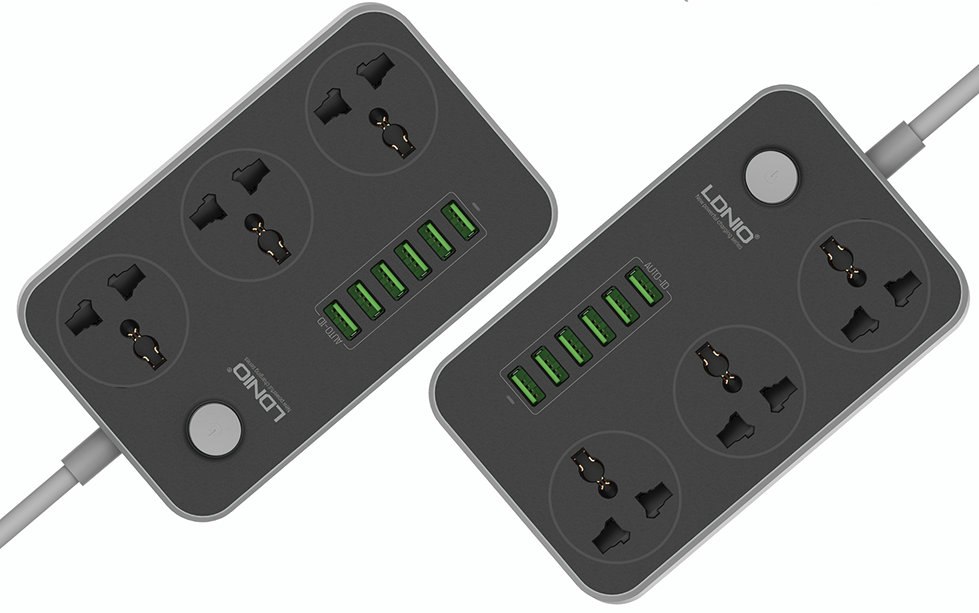 Сетевой фильтр Ldnio SC3604, 6 USB-порта 5V/3.4A, 3 розетки 100-250V/10A