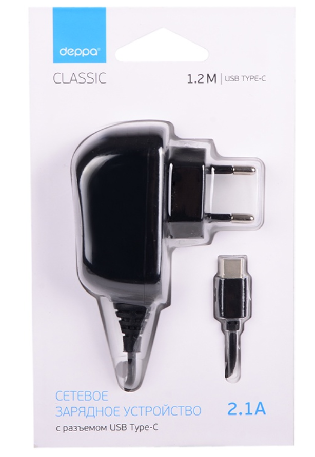 Сетевое ЗУ Deppa Type-C, 2.1 A черный
