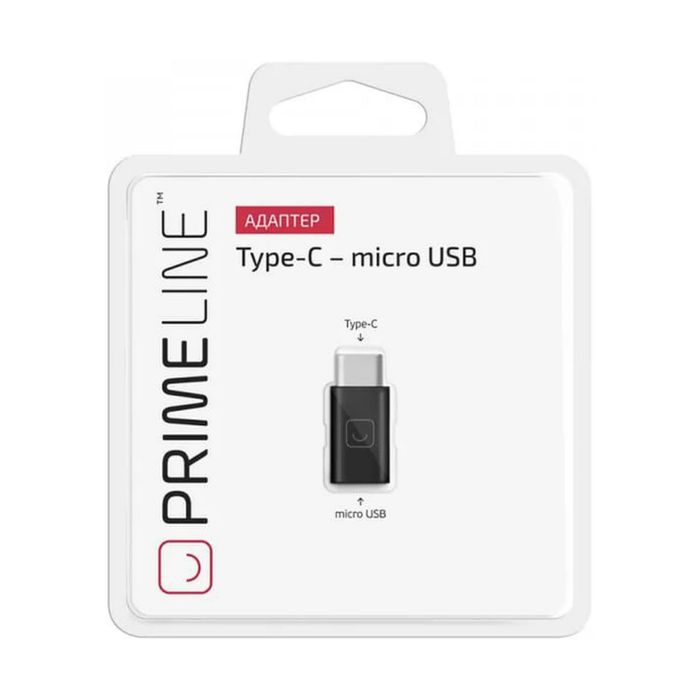 MicroUSB to Type-C адаптер PrimeLine, черный