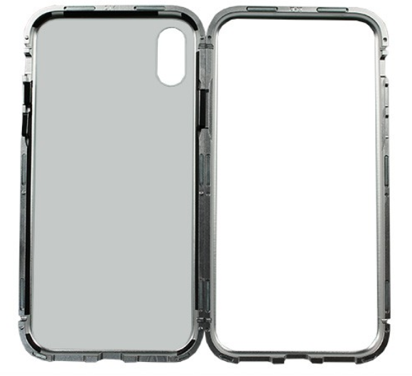 Чехол для iPhone X Magnetic flip серебрянный