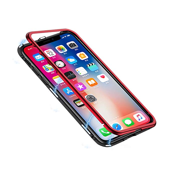 Чехол для iPhone X Magnetic flip красный
