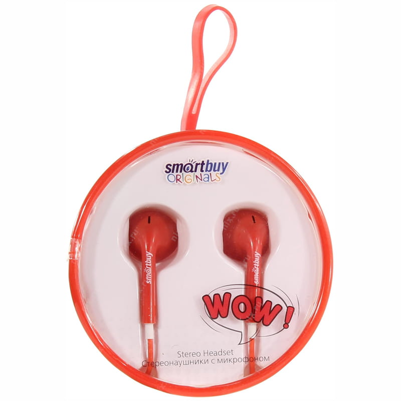 Наушники SmartBuy с микрофоном "WOW" красные