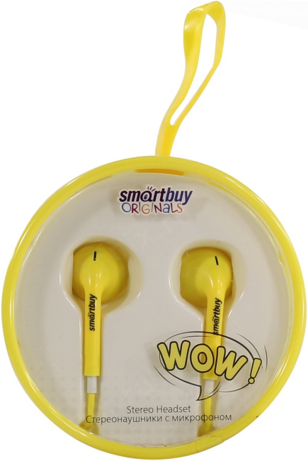 Наушники SmartBuy с микрофоном "WOW" желтые