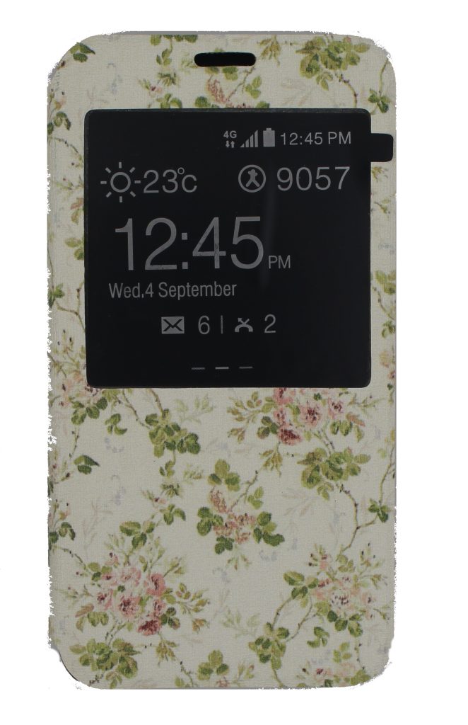 Чехол-книжка для Samsung Galaxy S5 бежевый с цветами