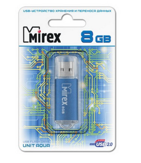 USB-Flash 8GB MIREX Unit Aqua синяя
