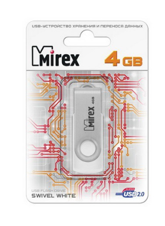 USB-Flash 4GB Mirex Swivel белый
