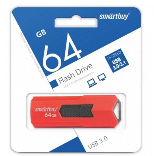 USB-Flash 64GB Smart Buy Stream (USB 3.0) красная