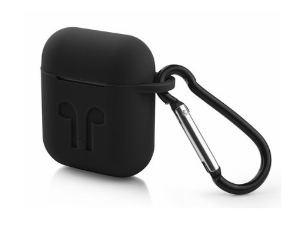 Чехол для AirPods силикон с карабином черный