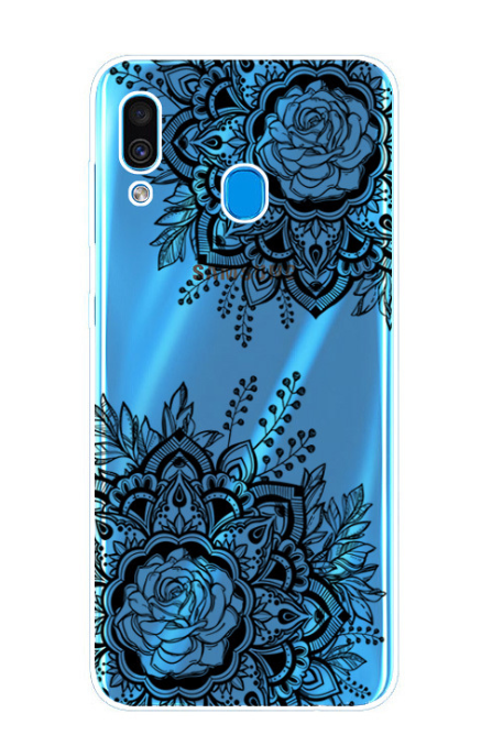 Чехол-накладка для Samsung Galaxy A30 черное мехенди