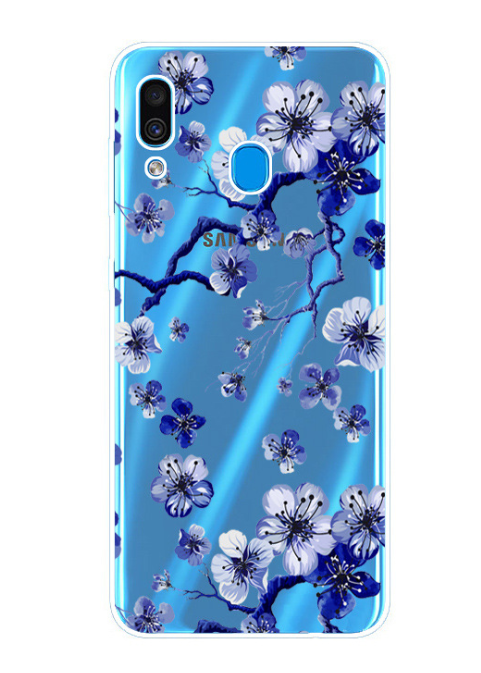 Чехол-накладка для Samsung Galaxy A30 синее дерево