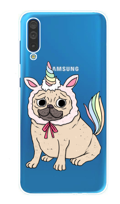 Чехол-накладка для Samsung Galaxy A50 собака-единорог