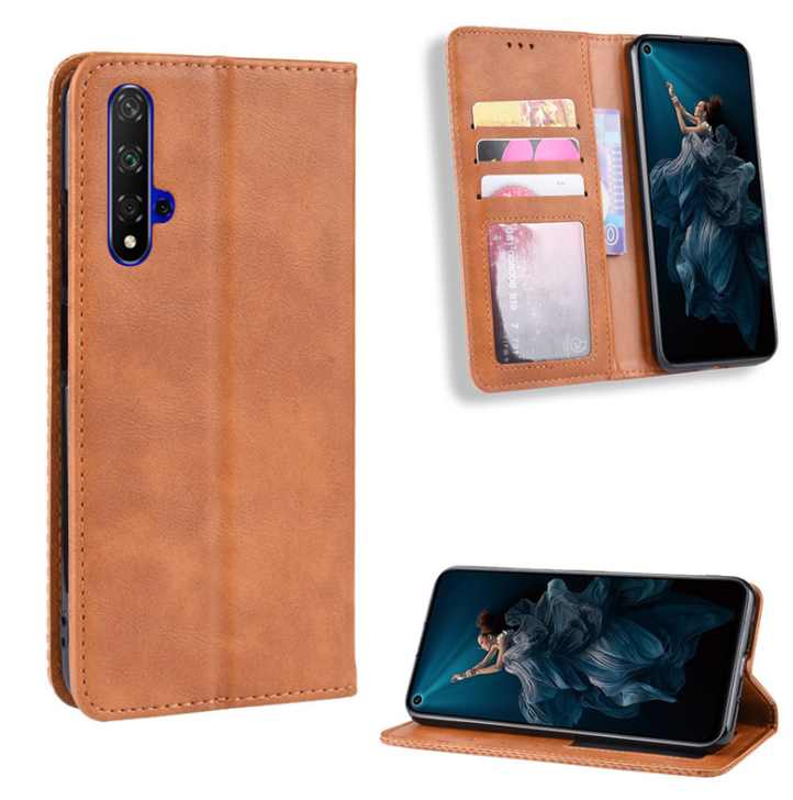 Чехол-книжка для Honor 20 (YAL-L21) PU Squares коричневый